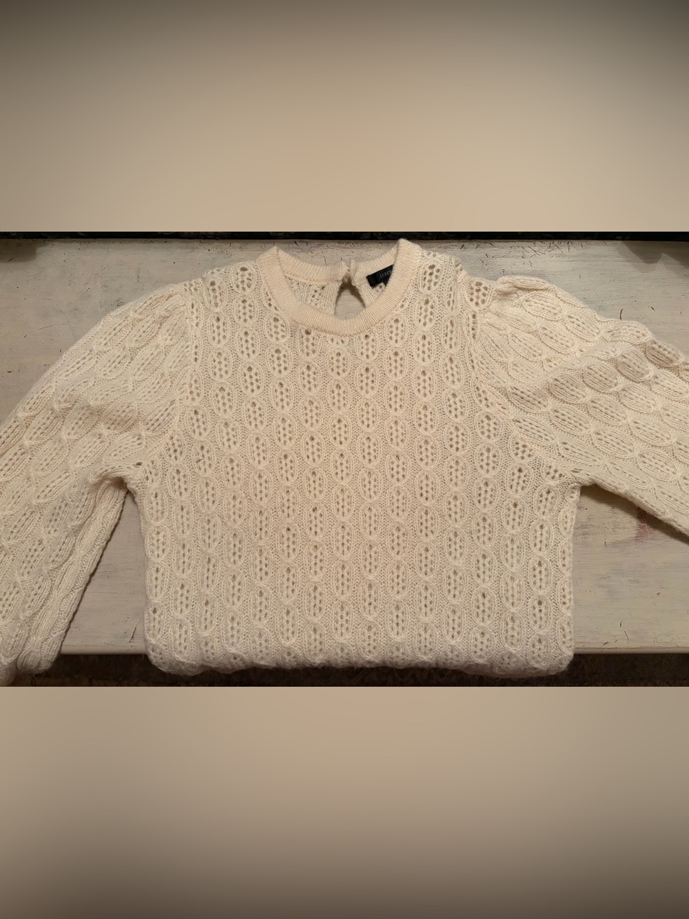 J. Crew Cream Cable Crewneck Sweater